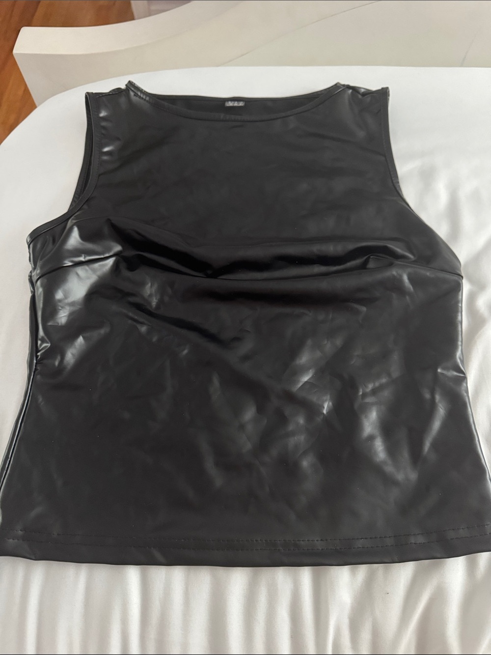 SHEIN Black Faux Leather Tank Top